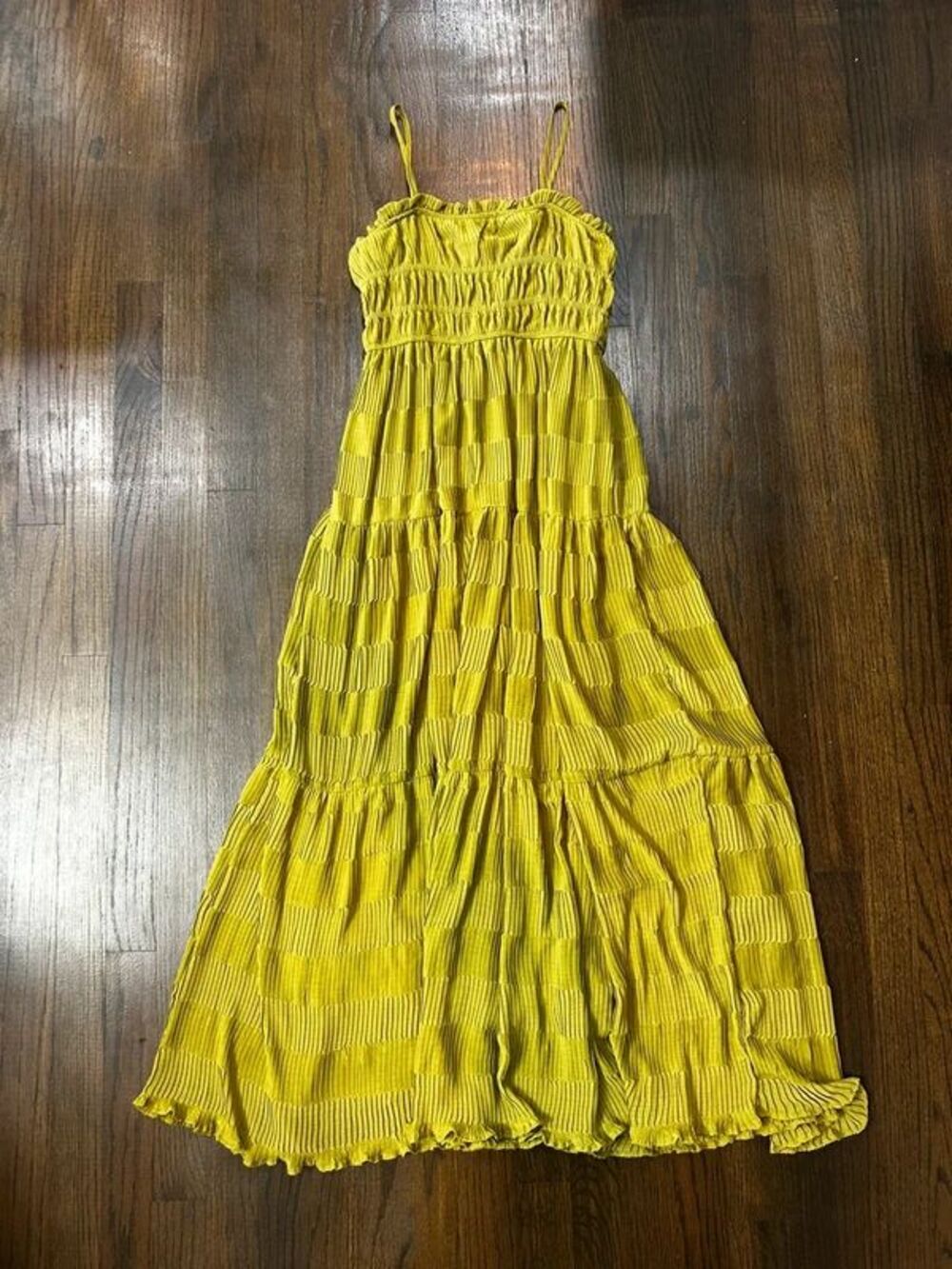 By the river green smocked tiered dress